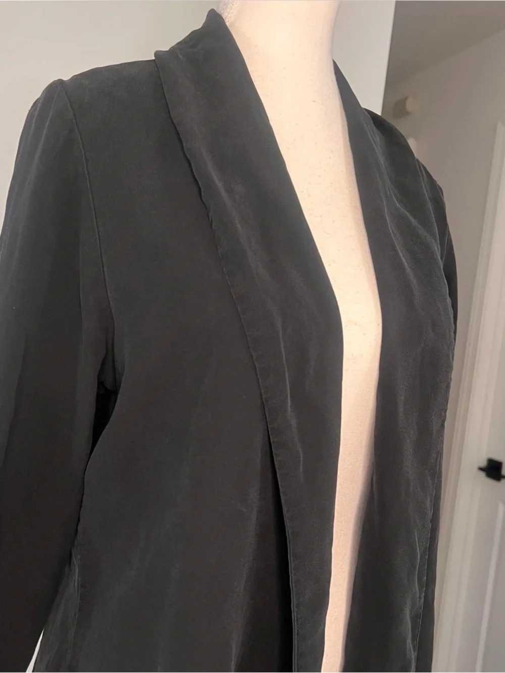 Eileen Fisher Black‎ 100% Silk Open Front Cardigan Jacket M